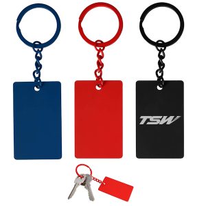 llavero metalico rojo azul negro