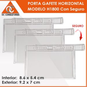porta gafete horizontal con seguro