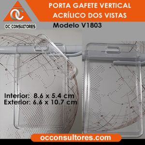 porta gafete acrilico con seguro